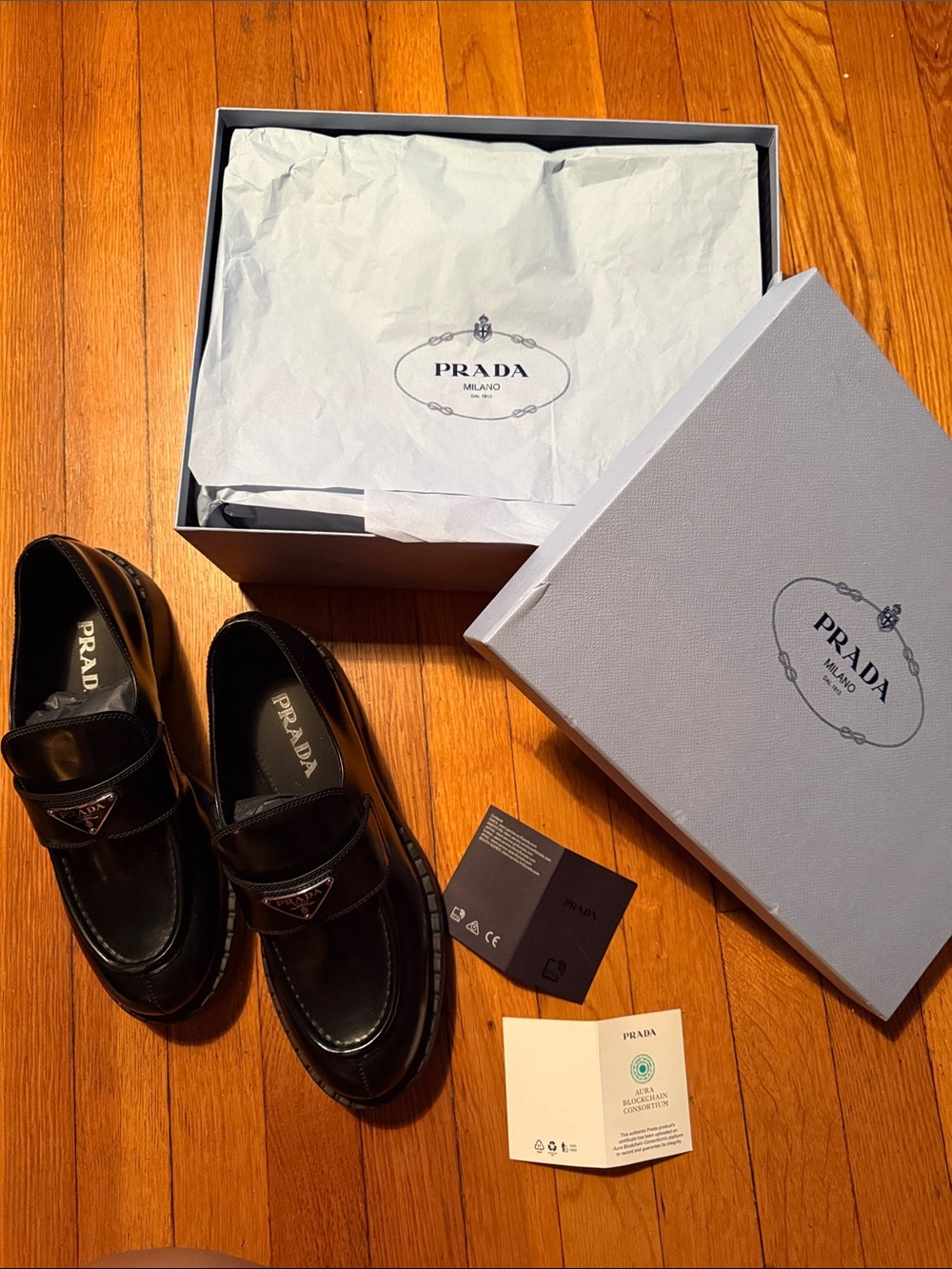 Prada Black brushed leather loafers - Picture 5 of 5